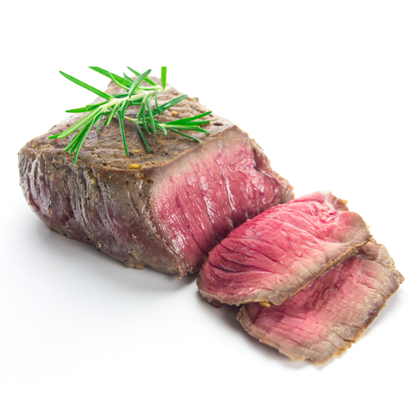 Cooked steak on a white background